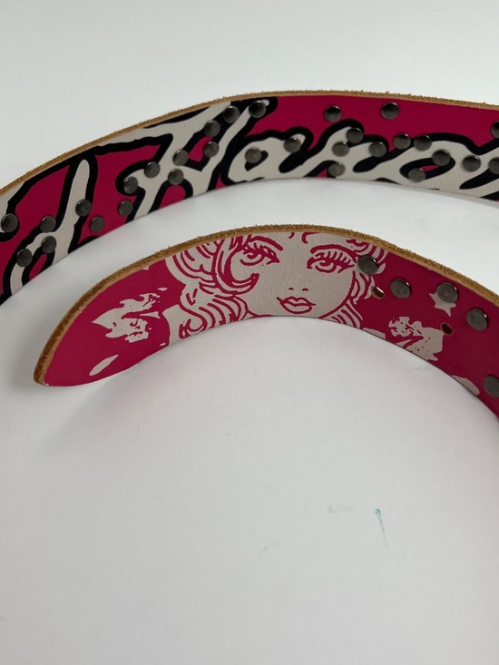 Ed Hardy Y2K Reversible Rhinestone Studded Leather Belt main image 5